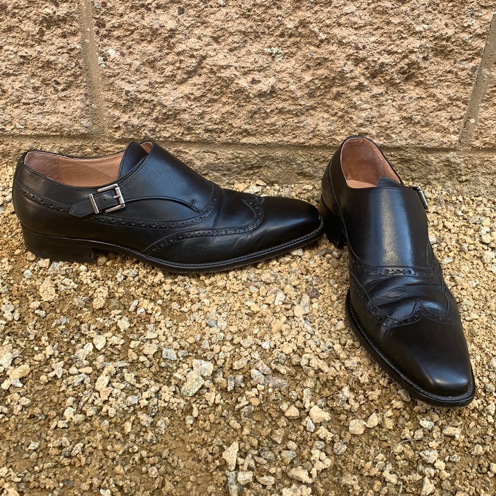 DONALD J PLINER black leather buckle dress shoe size 9